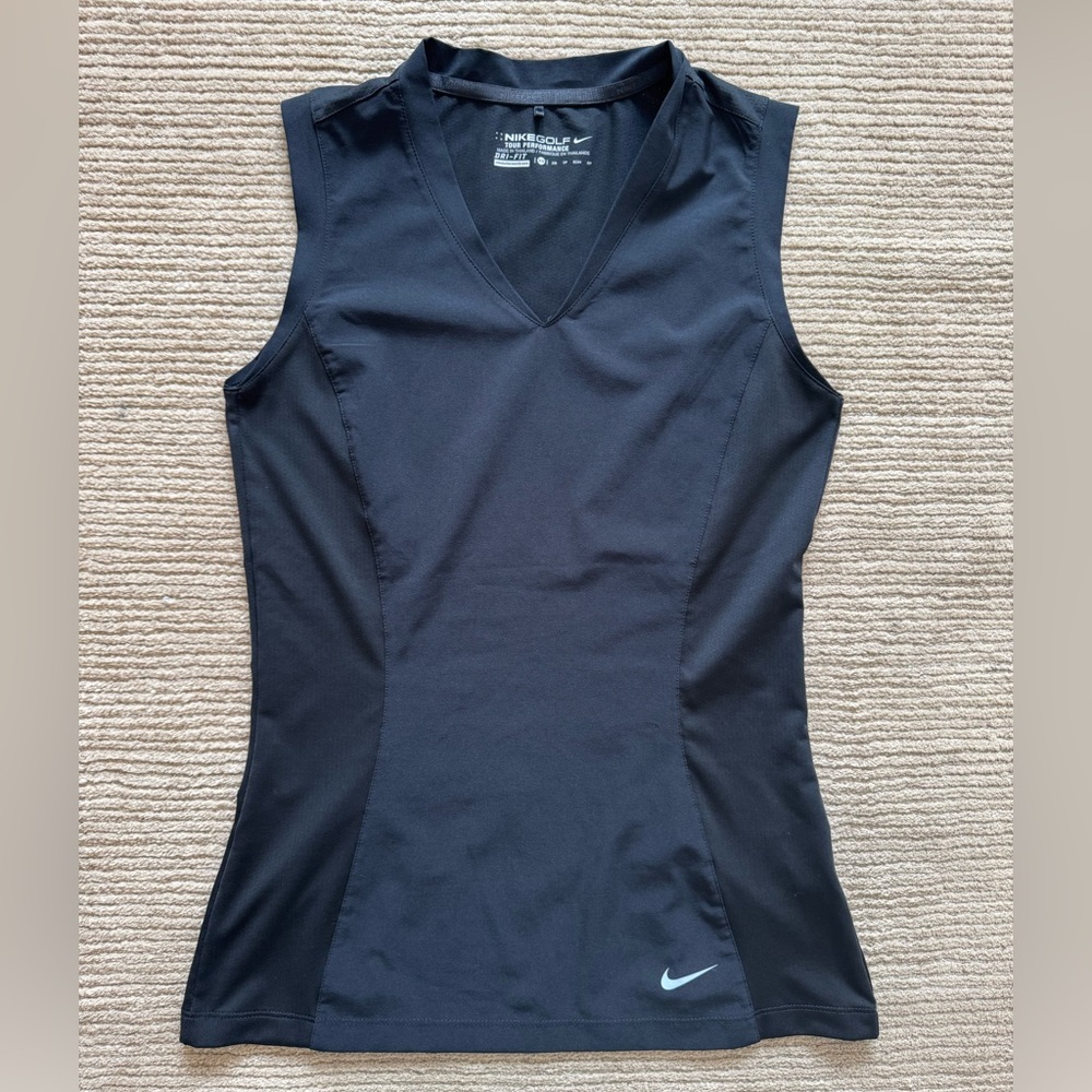 Nike Golf Tank Top Women’s Black Dri-Fit Tour Performance Sleeveless V-neck XS